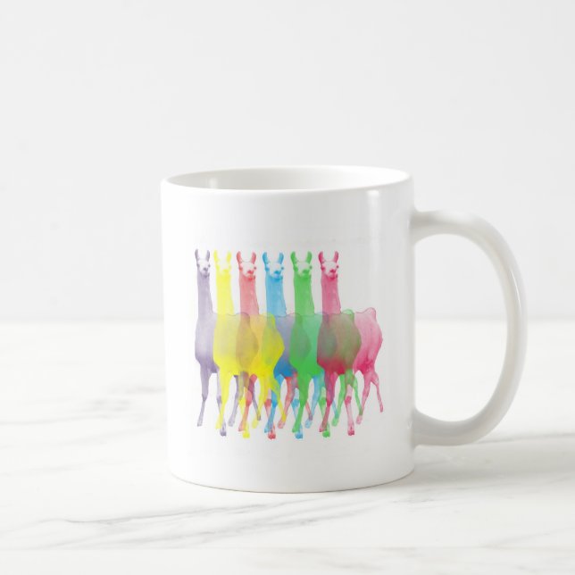 six lamas in six llama colours coffee mug (Right)