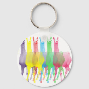 six lamas in six llama colours keychain