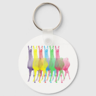 six lamas in six llama colours keychain