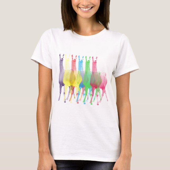 six lamas in six llama colours T-Shirt (Front)