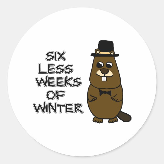 Six less weeks of winter classic round sticker (Front)