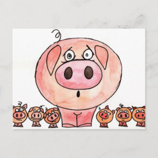 Six little pigs postcard
