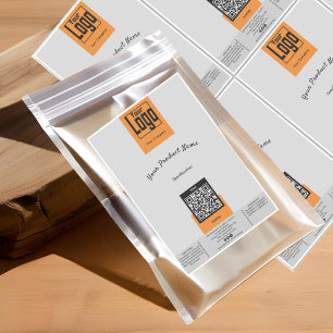 Six Logo QR Code Gris Orange Grand Étiquette de pr