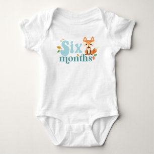 Six Month Milestone Blue Baby Bodysuit