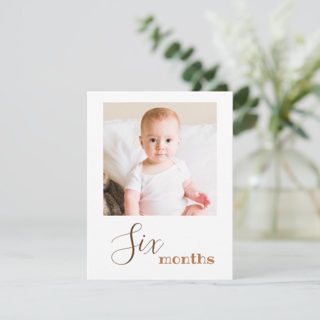 Six Month Photo First Birthday Banner Card (Standing Front)