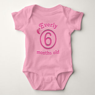 Six Months Personalized Pink Moon Baby Girl Bodysuit