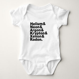 Six Noble Gases on the Periodic Table of Elements Baby Bodysuit