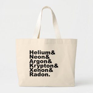 Six Noble Gases on the Periodic Table of Elements Large Tote Bag