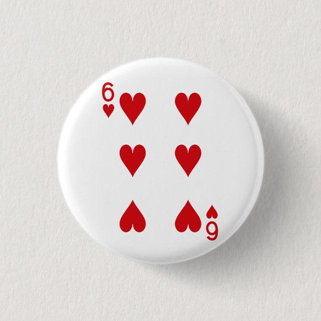 Six of Hearts Playing Card 1 Inch Round Button (Front)