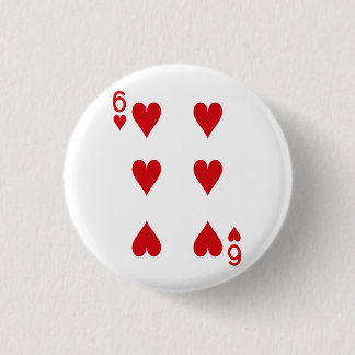 Six of Hearts Playing Card 1 Inch Round Button