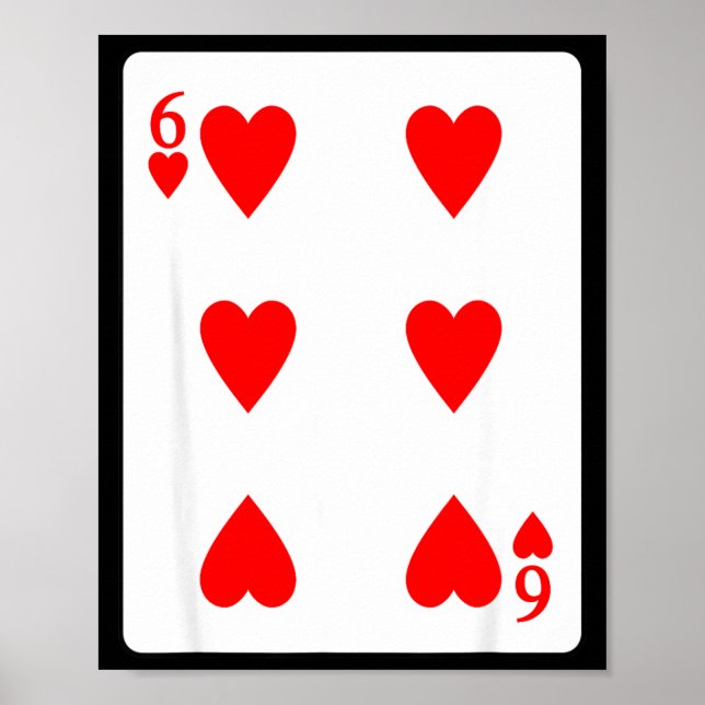 Six Of Hearts Playing Card Valentine Costume  Poster (Front)
