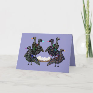 Six oies A étendant la carte