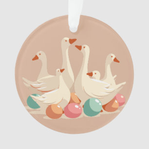 Six Oies A-Laying Découpe À L'Écran