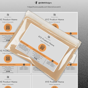 Six Orange Dot QR Code Gris Grand Étiquette de pro