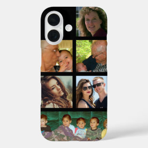 Six Personal Photos personalize with Name iPhone 16 Case