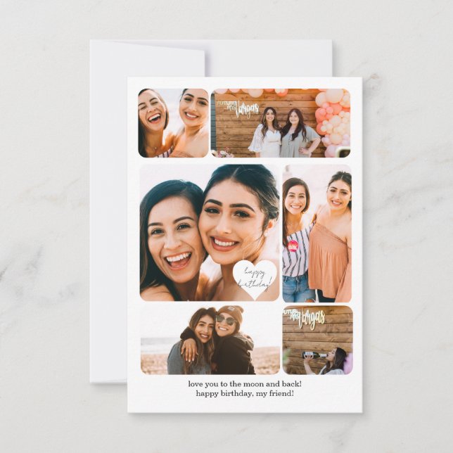 Six Photo Collage Best Friend Happy Birthday Card (Front)