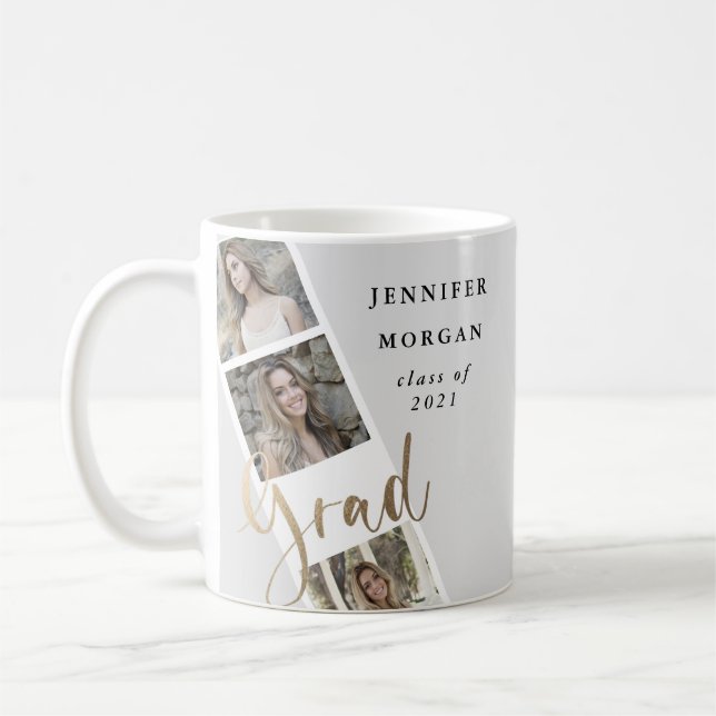 six photo collage gold graduation photo coffee mug (Left)