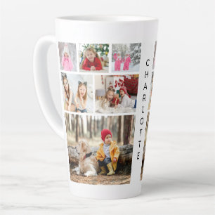 Six Photo Collage Personalized Name Latte Mug