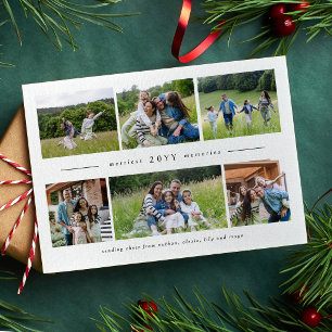 Six photo collage simple family Christmas Holiday Card