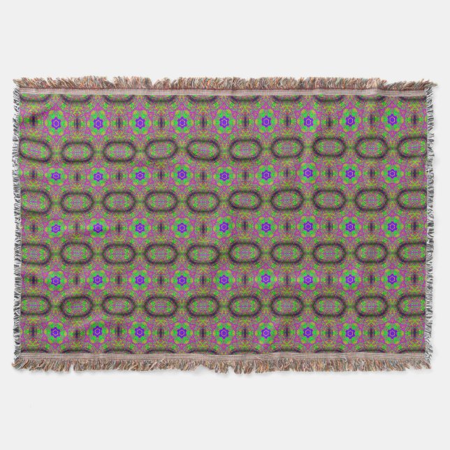 six point green purple throw blanket (Front)