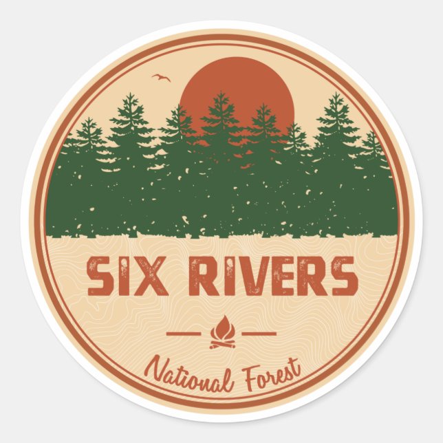 Six Rivers National Forest Classic Round Sticker (Front)