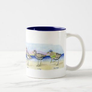 six sandpipers on a mug