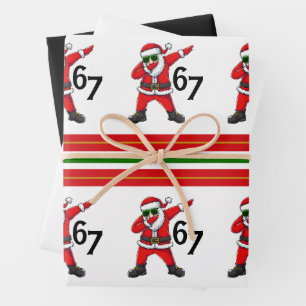 Six Seven 67 6 7 6-7 Meme Dubbing Santa Christmas Wrapping Paper Sheet