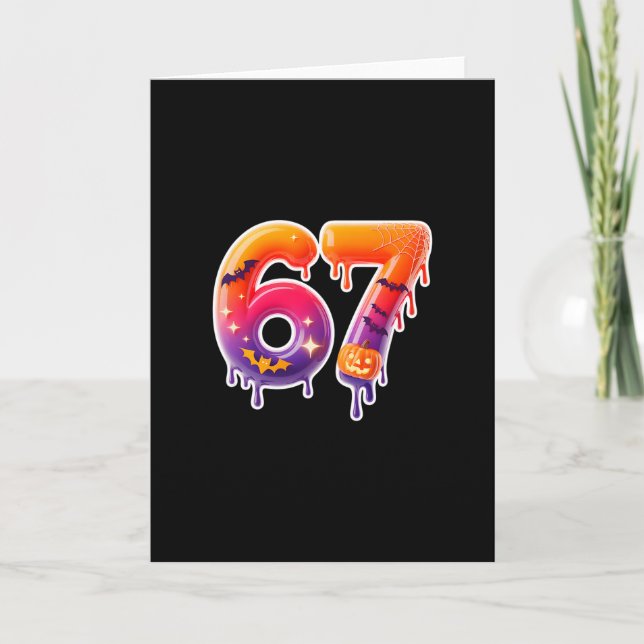 Six Seven 67 6 7 Meme Design Funny Ice Cream Drip  Card (Front)