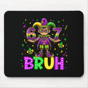 Six Seven 67 Bruh Happy Mardi Gras Leprechaun Fleu Mouse Pad