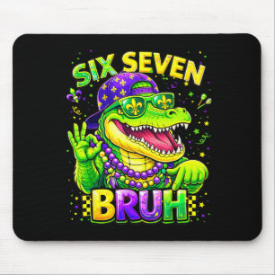 Six Seven 67 Bruh Mardi Gras Mardigator Alligator Mouse Pad