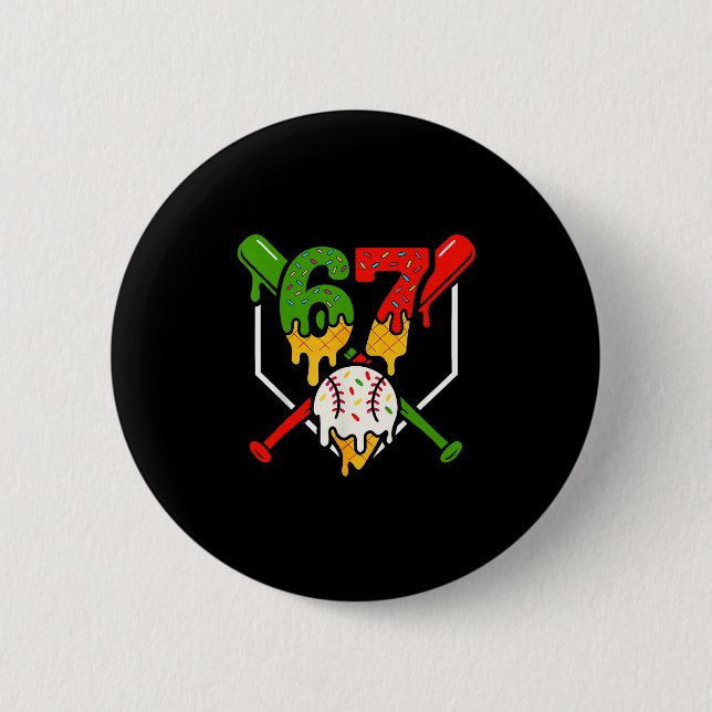 Six Seven 67 Bysebyll Ice Cream Drip Cool Gen Alph 2 Inch Round Button (Front)