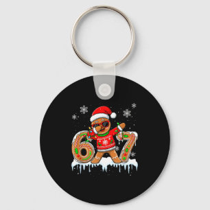 Six Seven 67 Christmas Funny Santa Gingerbread Dab Keychain