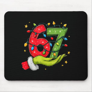 Six Seven 67 Christmas Lights Hand Signs Elf Light Mouse Pad