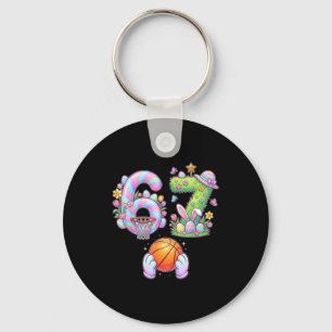 Six Seven 67 Easter Kids Basketball Bunny Egg Hunt Keychain