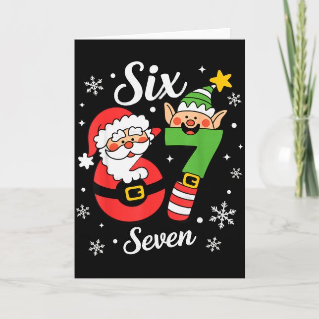 Six Seven 67 Elf Santa Christmas  Card (Front)