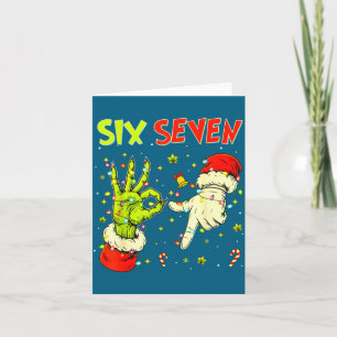 Six Seven 67 Funny Hand-sign Christmas Meme  Card