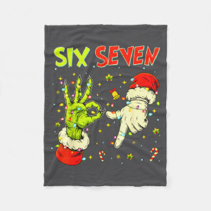 Six Seven 67 Funny Hand-sign Christmas Meme Fleece Blanket