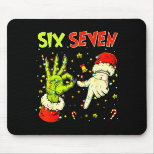 Six Seven 67 Funny Hand-sign Christmas Meme  Mouse Pad