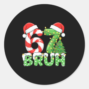 Six Seven 67 Funny Santa Bruh Christmas Meme Classic Round Sticker