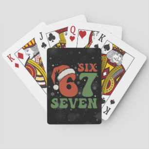 Six Seven 67 Funny Santa Hat Christmas Xmas Meme Playing Cards