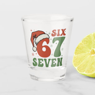 Six Seven 67 Funny Santa Hat Christmas Xmas Meme Shot Glass