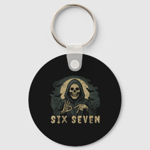 Six Seven 67 Grim Reaper Halloween Skeleton Hand S Keychain