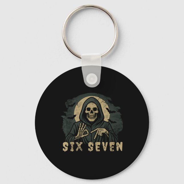 Six Seven 67 Grim Reaper Halloween Skeleton Hand S Keychain (Front)