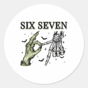 Six Seven 67 Matching Group Halloween Skeleton Fra Classic Round Sticker