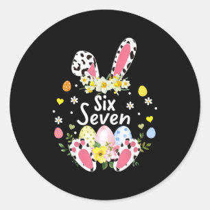Six Seven 67 Meme 6 7 Bunny Leopard Kids Funny Eas Classic Round Sticker