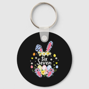 Six seven 67 meme 6 7 bunny leopard kids funny keychain