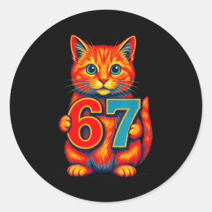 Six Seven 67 Meme 6 7 Cat Youth Boy Girl Classic Round Sticker