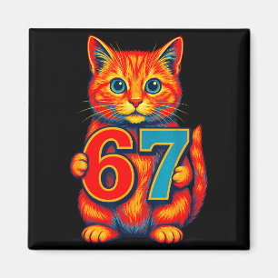 Six Seven 67 Meme 6 7 Cat Youth Boy Girl Magnet