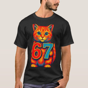 Six Seven 67 Meme 6 7 Cat Youth Boy Girl  T-Shirt