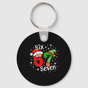 Six Seven 67 Meme 6 7 Elf Santa Christmas  Keychain
